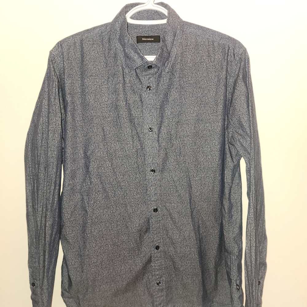Matinique Patterned Blue Casual Shirt